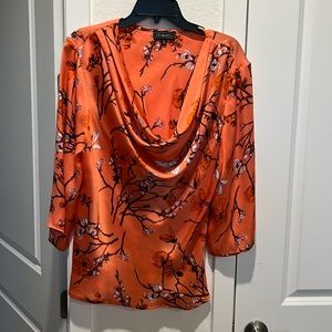 Coral cowl blouse